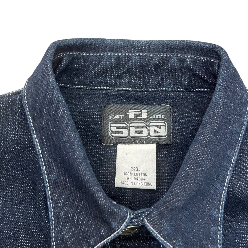 Vintage Fat Joe FJ560 Dark Denim Jacket 3XL Big Tall Hip Hop 90s Streetwear - Picture 10 of 15